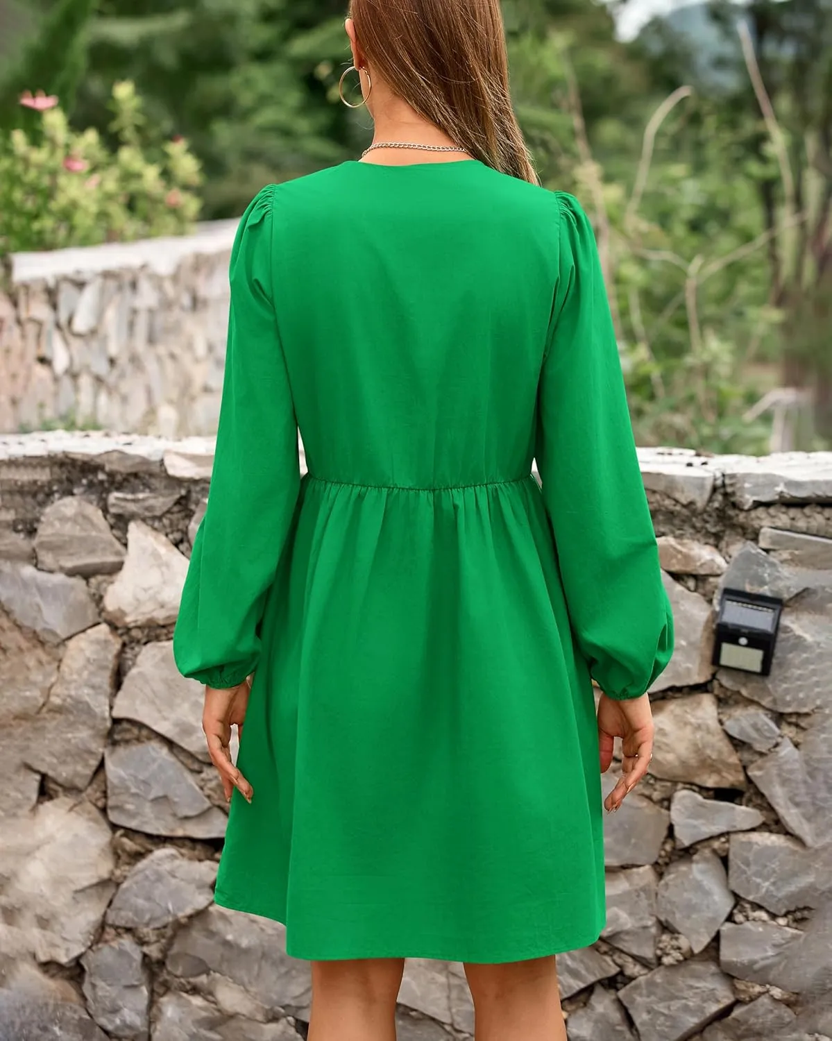BTFBM Women's Casual Short Dress 2025 Bow Tie Front Puff Long Sleeve Button A Line Cute Y2K Going Out Dresses Pockets