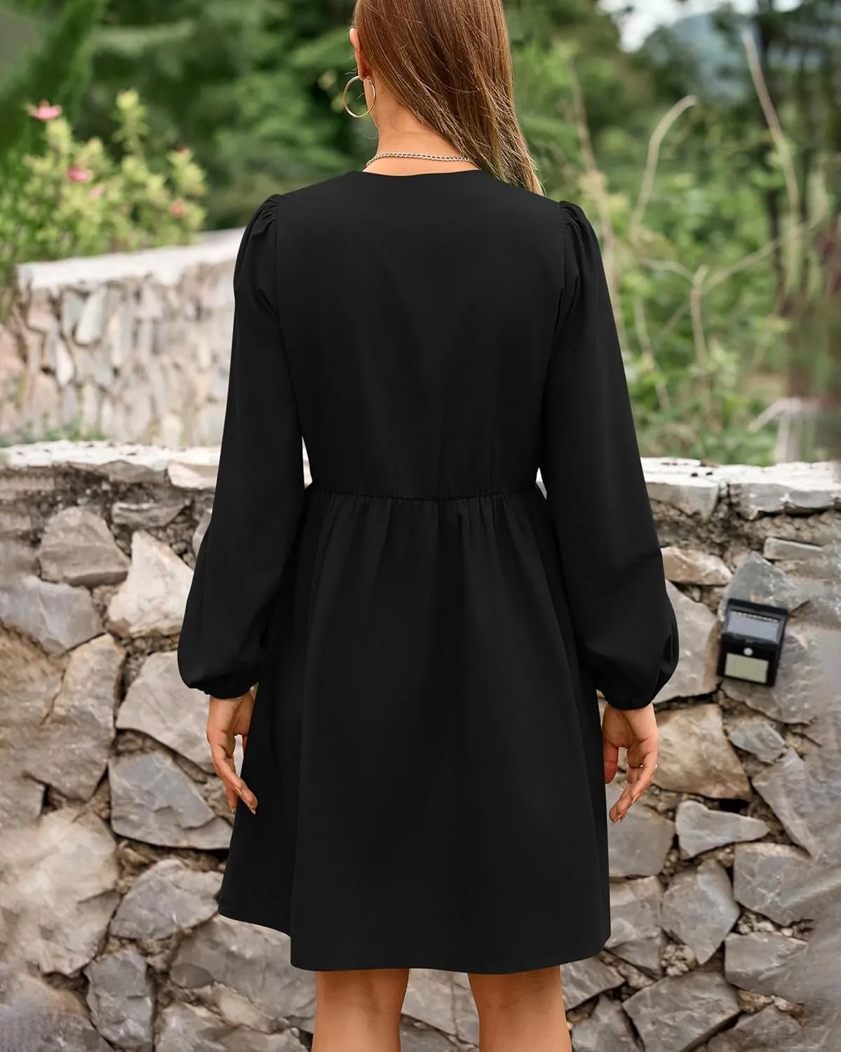 BTFBM Women's Casual Short Dress 2025 Bow Tie Front Puff Long Sleeve Button A Line Cute Y2K Going Out Dresses Pockets