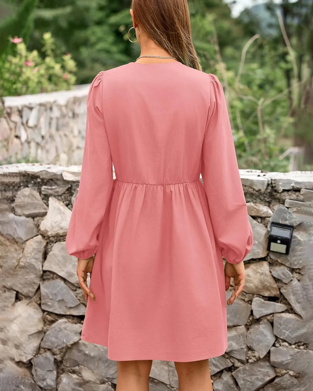 BTFBM Women's Casual Short Dress 2025 Bow Tie Front Puff Long Sleeve Button A Line Cute Y2K Going Out Dresses Pockets