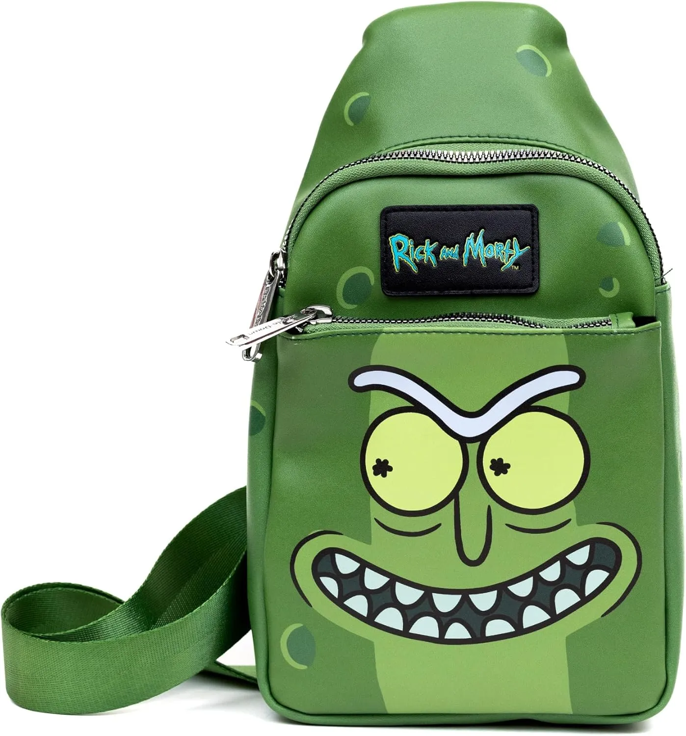Buckle-Down Rick and Morty Vegan Leather Crossbody Sling Bag with Adjustable Straps
