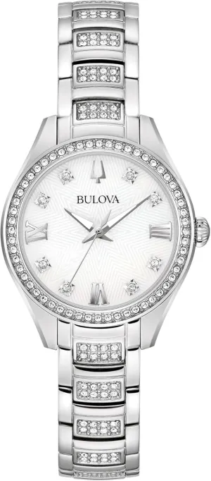 Bulova Crystal Mother-of-Pearl Dial and Stainless Steel Bracelet Watch | 28.5mm | 96L311
