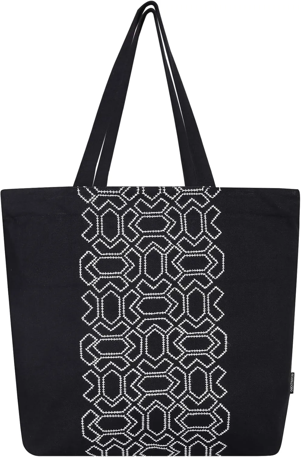 Canvas Big Zip Printed Handbag Tote, Cotton, Inner Pocket, Ecofriendly Bags for Women, Shopping Bag, Easy to Wash