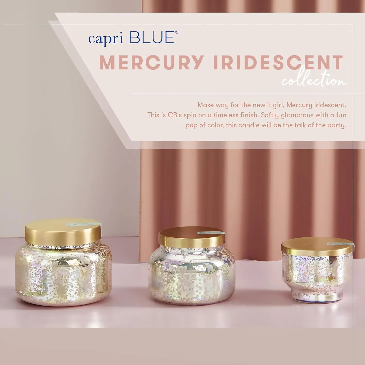 Capri Blue Mercury Iridescent Scented Candles for Home - Long Lasting Decorative Jar Luxury Candles - Gifts for Women & Men - Soy Wax Blend - Volcano (19 oz)