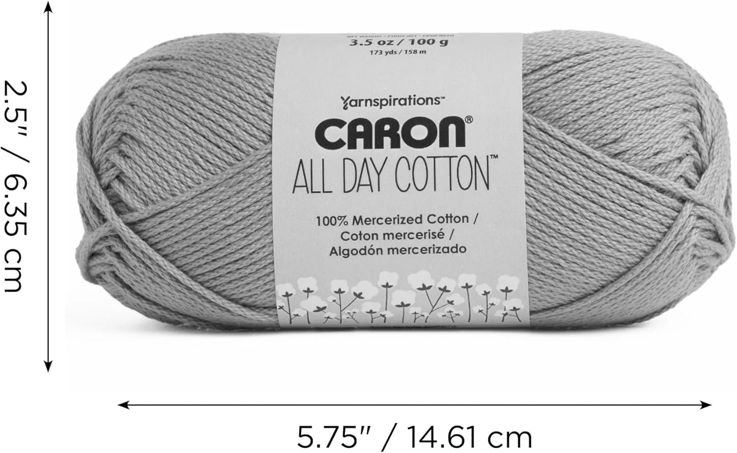 Caron All Day Cotton - 3 Pack of 173 Yards/3.52 oz Country Blue 100% Mercerized Cotton Yarn