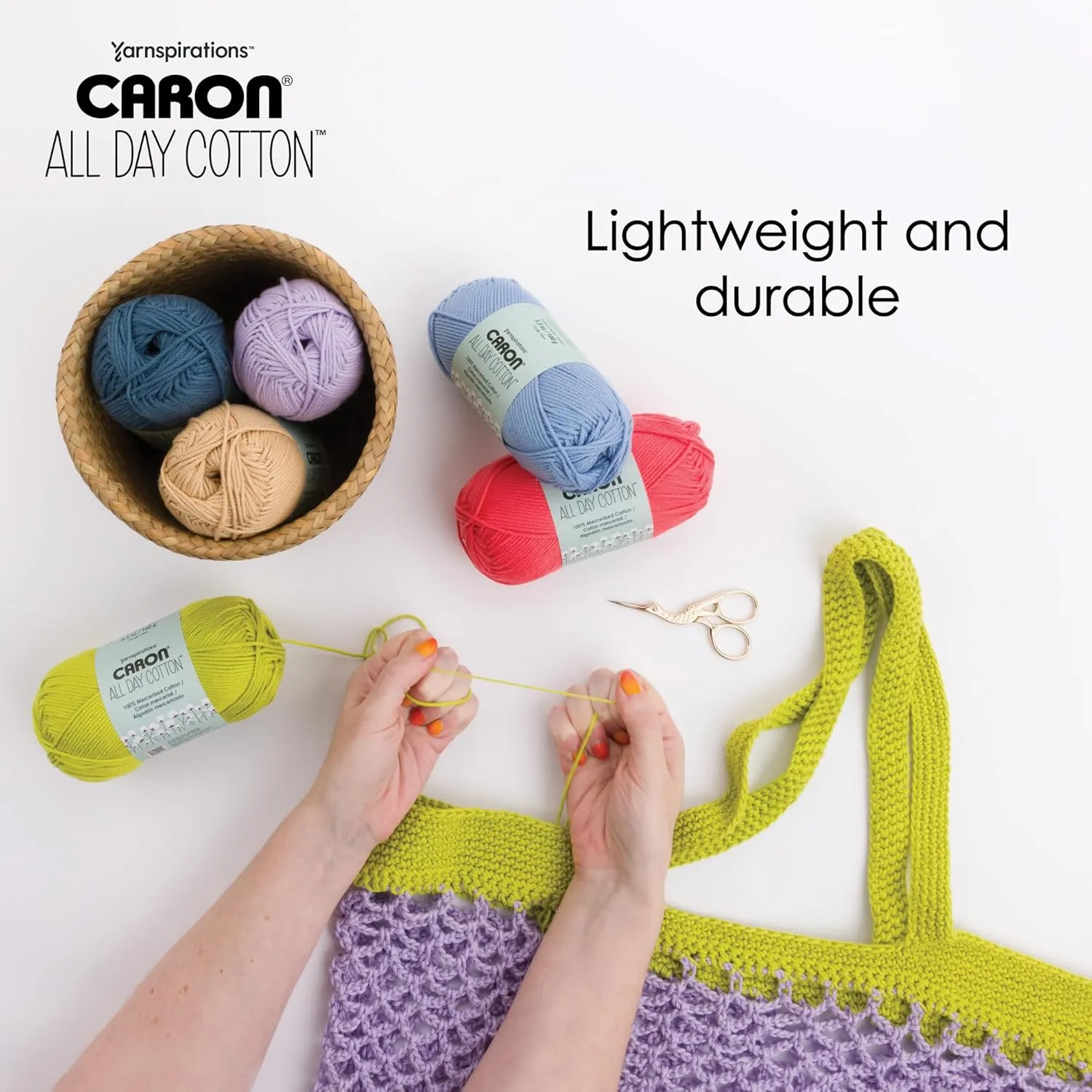 Caron All Day Cotton - 3 Pack of 173 Yards/3.52 oz Country Blue 100% Mercerized Cotton Yarn