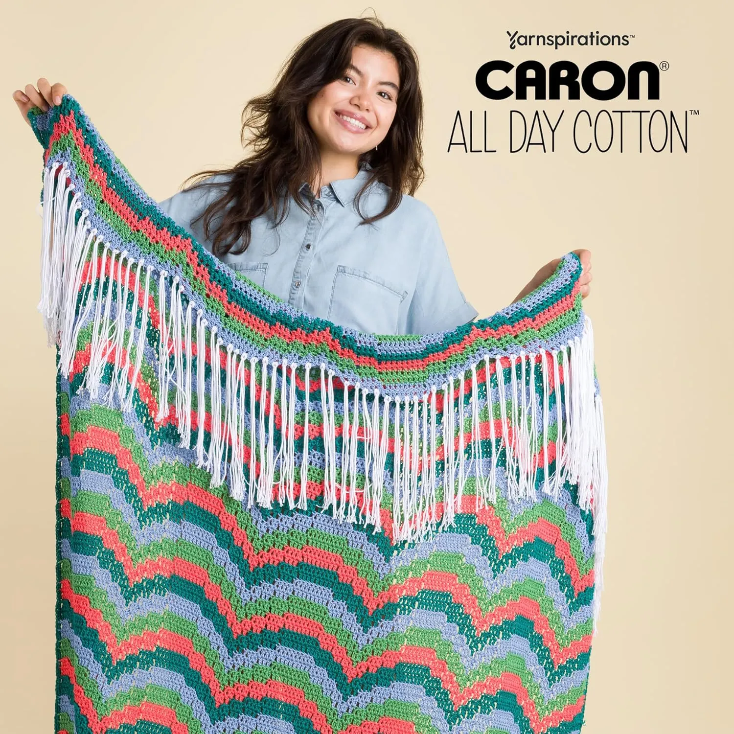 Caron All Day Cotton - 3 Pack of 173 Yards/3.52 oz Country Blue 100% Mercerized Cotton Yarn