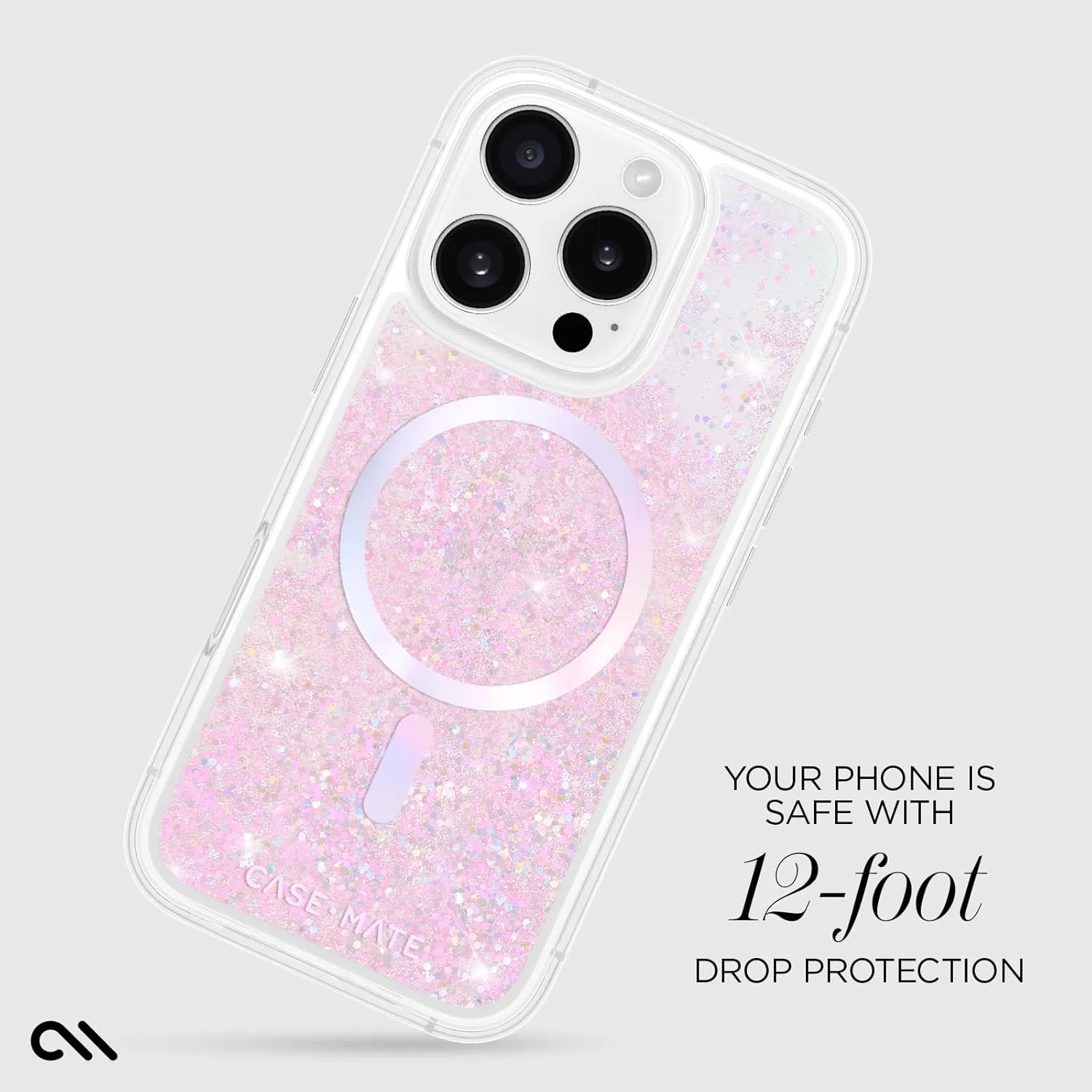 Case-Mate iPhone 16 Pro Case [Compatible with MagSafe] - Iridescent Liquid Glitter Phone Case with 12ft Drop Protection - Premium Magnetic Cover for iPhone 16 Pro - Soap Bubble Waterfall