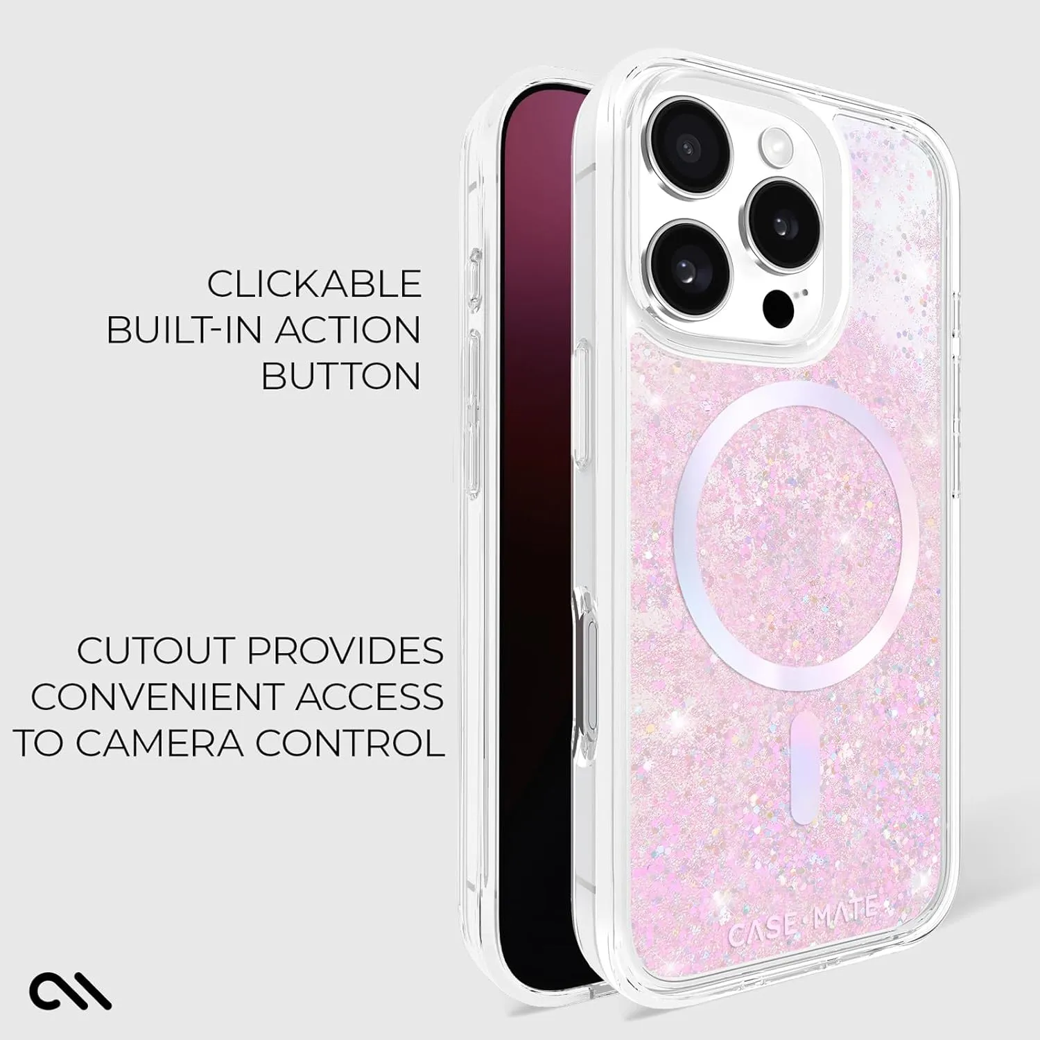 Case-Mate iPhone 16 Pro Case [Compatible with MagSafe] - Iridescent Liquid Glitter Phone Case with 12ft Drop Protection - Premium Magnetic Cover for iPhone 16 Pro - Soap Bubble Waterfall