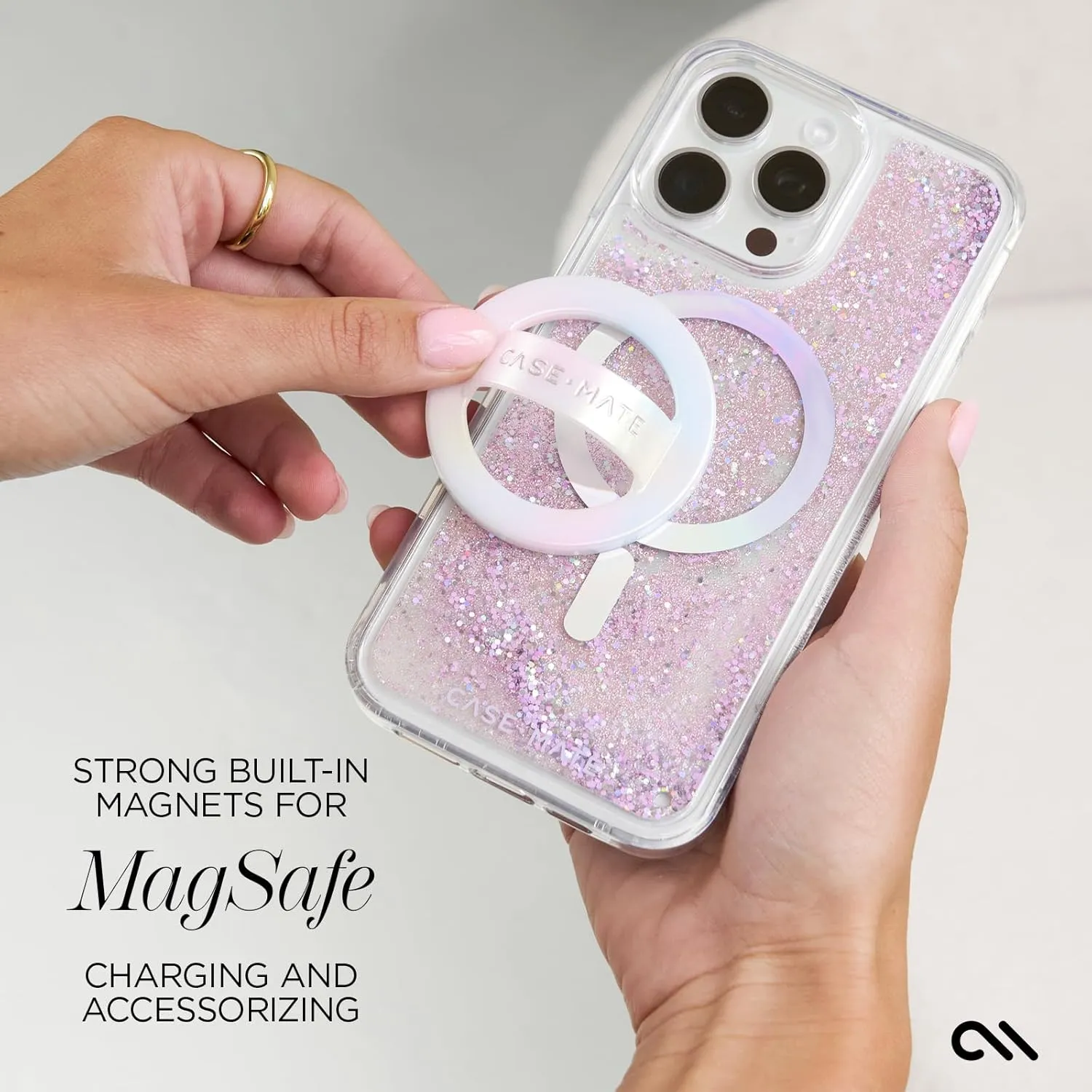 Case-Mate iPhone 16 Pro Max Case [Compatible with MagSafe] - Iridescent Liquid Glitter Phone Case with 12ft Drop Protection - Premium Magnetic Cover for iPhone 16 Pro Max - Soap Bubble Waterfall