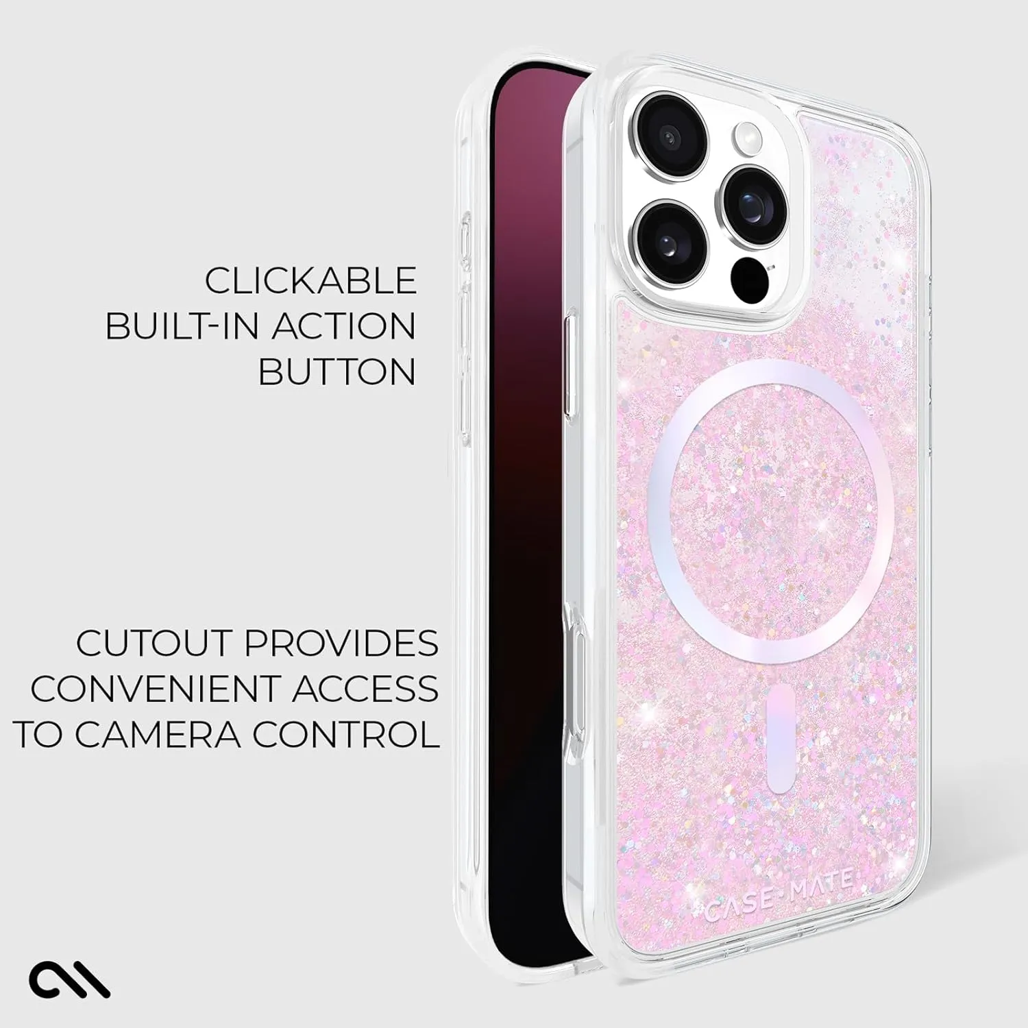 Case-Mate iPhone 16 Pro Max Case [Compatible with MagSafe] - Iridescent Liquid Glitter Phone Case with 12ft Drop Protection - Premium Magnetic Cover for iPhone 16 Pro Max - Soap Bubble Waterfall