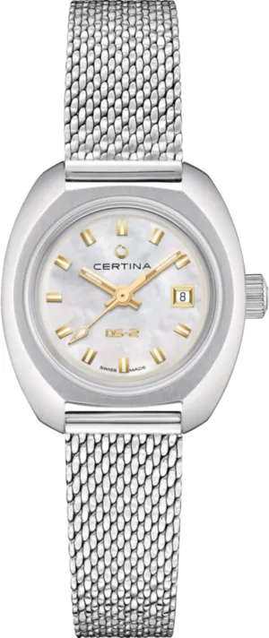 Certina, Womens, DS-2 Lady, Stainless Steel, Swiss Automatic, Watch, White Mother of Pearl, Stainless Steel, 13, (C0242071111100)