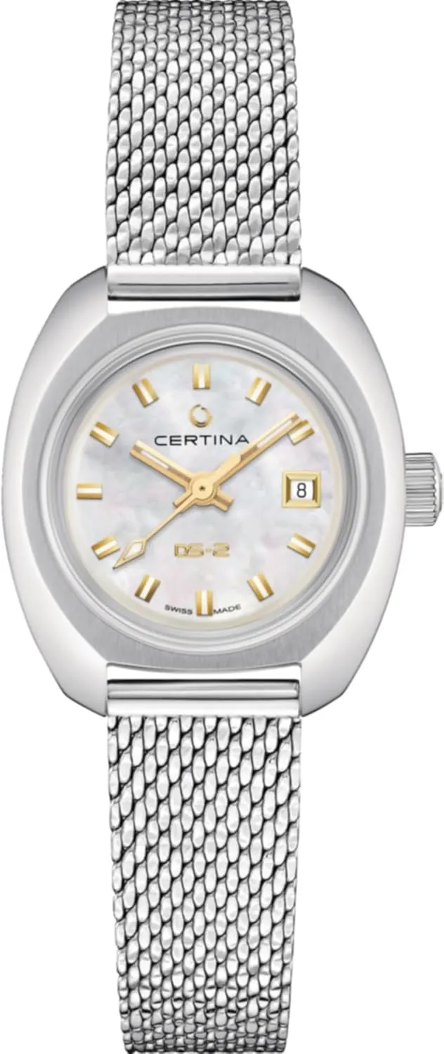 Certina, Womens, DS-2 Lady, Stainless Steel, Swiss Automatic, Watch, White Mother of Pearl, Stainless Steel, 13, (C0242071111100)