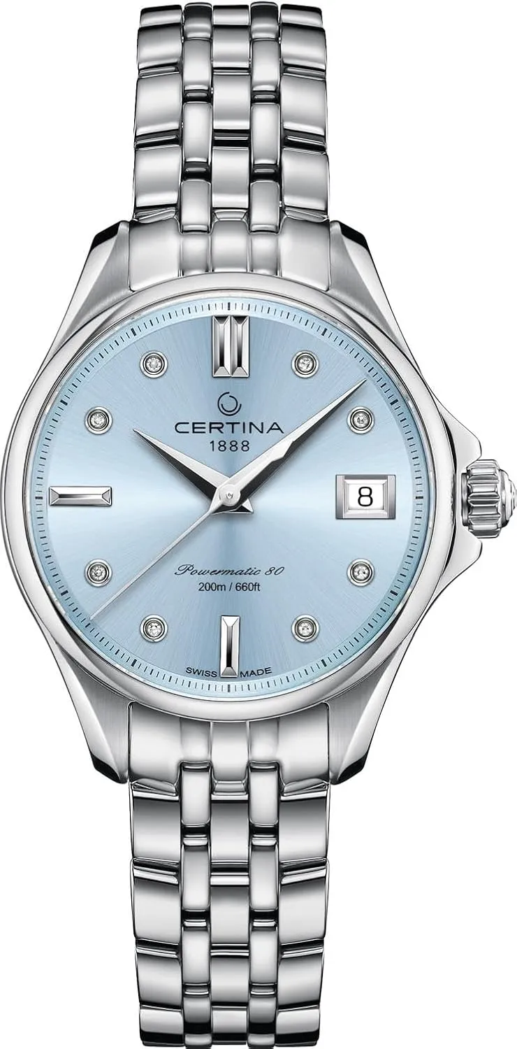 Certina, Womens, DS Action Lady 34.5mm, Stainless Steel, Powermatic 80 Automatic, Watch, Blue, Stainless Steel, C0322071104600