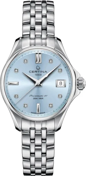 Certina, Womens, DS Action Lady 34.5mm, Stainless Steel, Powermatic 80 Automatic, Watch, Blue, Stainless Steel, C0322071104600