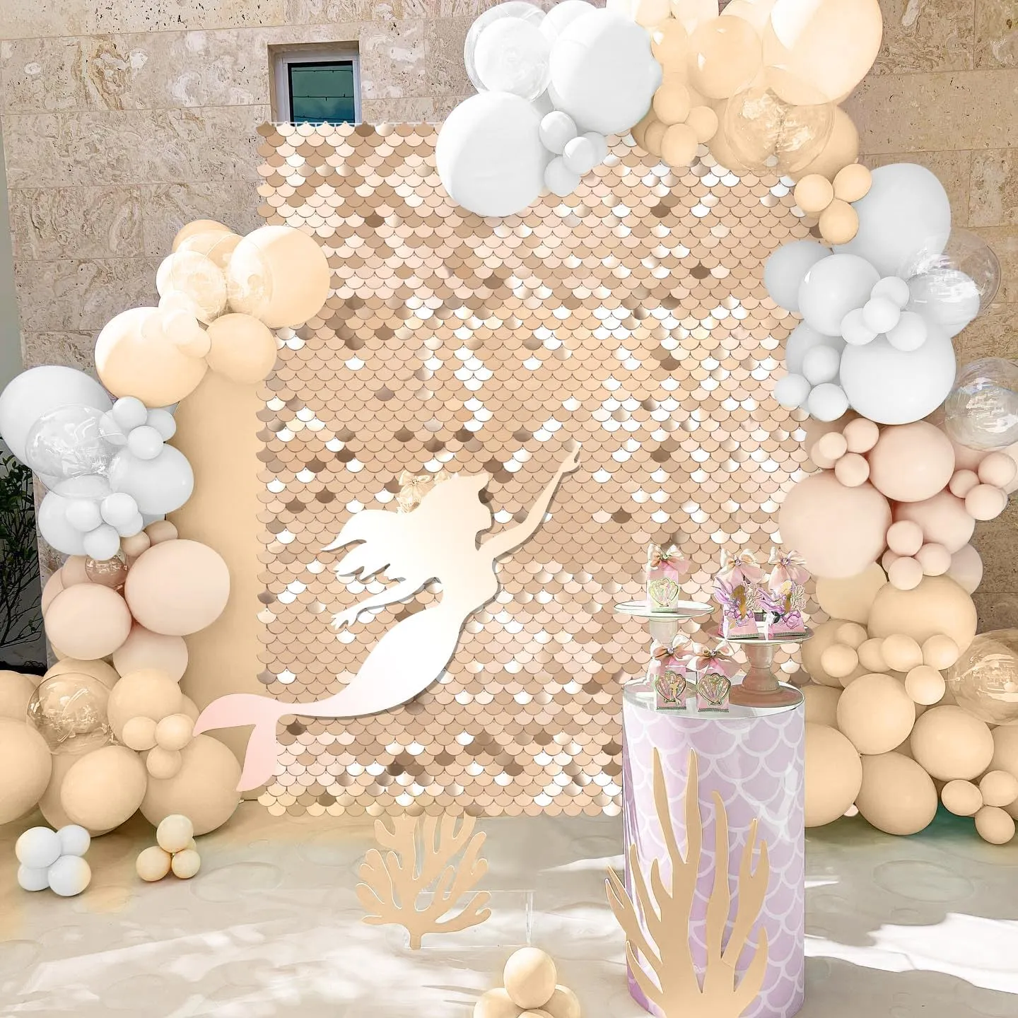 Champagne Shimmer Wall Backdrop 24 Panels Photo Backdrop Sequin Wall Panel Backdrop for Birthday Wedding Engagement Mermaid Wall Disco Backdrop Decoration