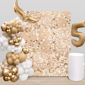 Champagne Shimmer Wall Backdrop 24 Panels Photo Backdrop Sequin Wall Panel Backdrop for Birthday Wedding Engagement Mermaid Wall Disco Backdrop Decoration