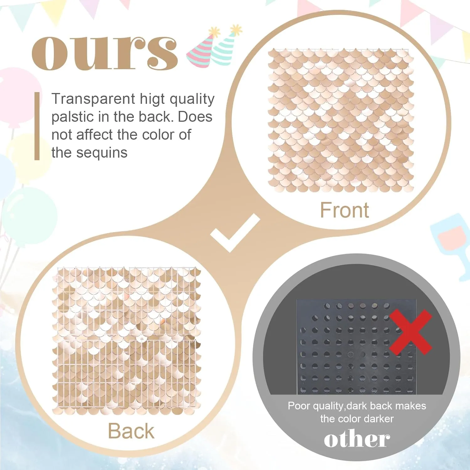 Champagne Shimmer Wall Backdrop 24 Panels Photo Backdrop Sequin Wall Panel Backdrop for Birthday Wedding Engagement Mermaid Wall Disco Backdrop Decoration