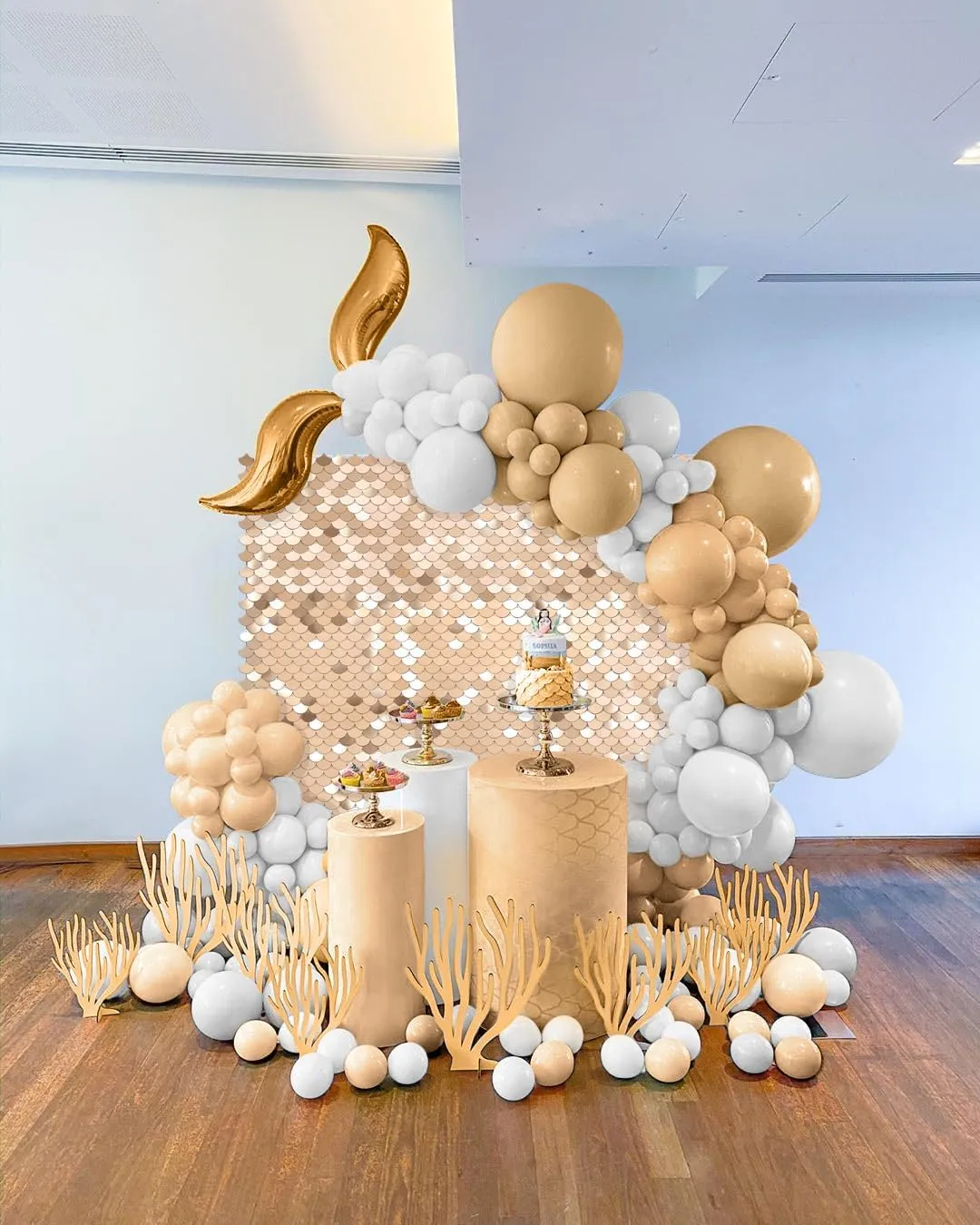 Champagne Shimmer Wall Backdrop 24 Panels Photo Backdrop Sequin Wall Panel Backdrop for Birthday Wedding Engagement Mermaid Wall Disco Backdrop Decoration