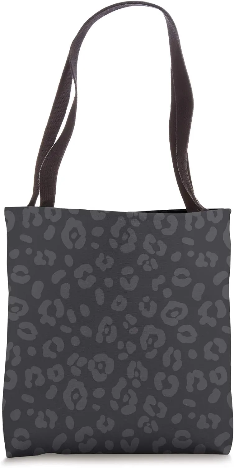 Charcoal - Chic Elegant Leopard Animal Print Pattern Tote Bag