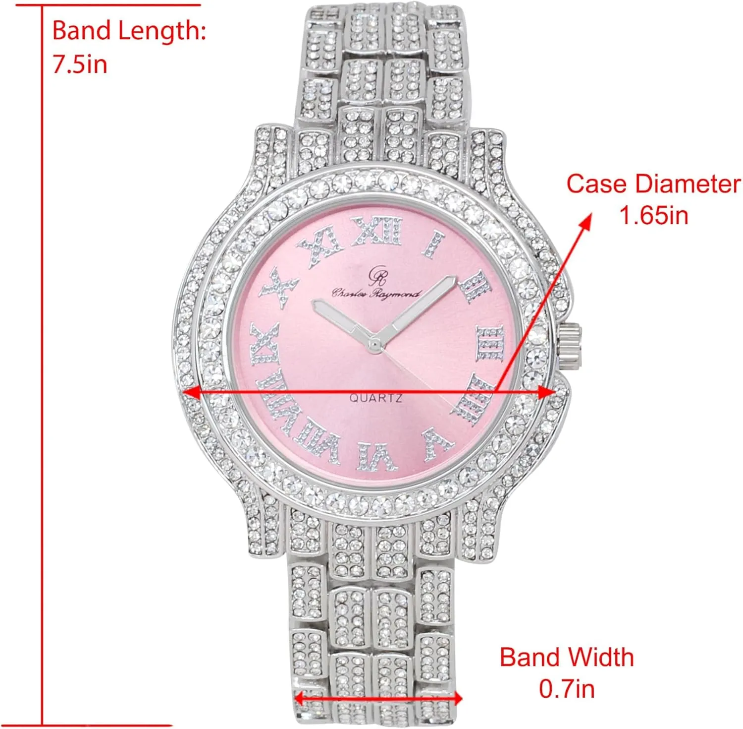 Charles Raymond Women's Luxury Crystal Iced Out Diamonds Watch, a True Testament to blinged-Out Beauty and Timeless Glamour - L0504 LA