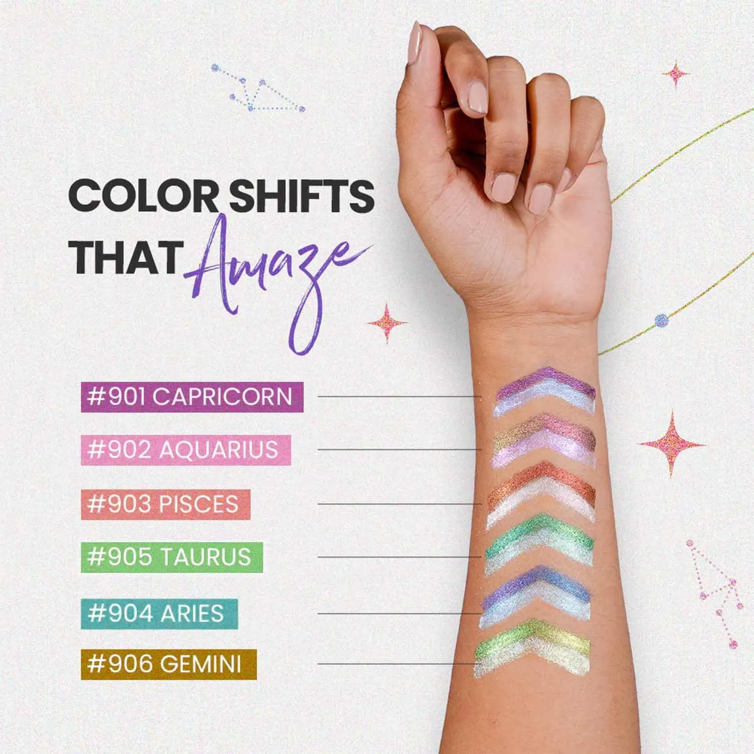 CHARMACY Multichrome 2 in 1 Cream Eyeshadow Stick, Waterproof Eye Brightener Highlighter Stick Makeup, High Pigmented, Smudge-Proof, Vegan & Cruelty-Free (SET1-901/903/905)