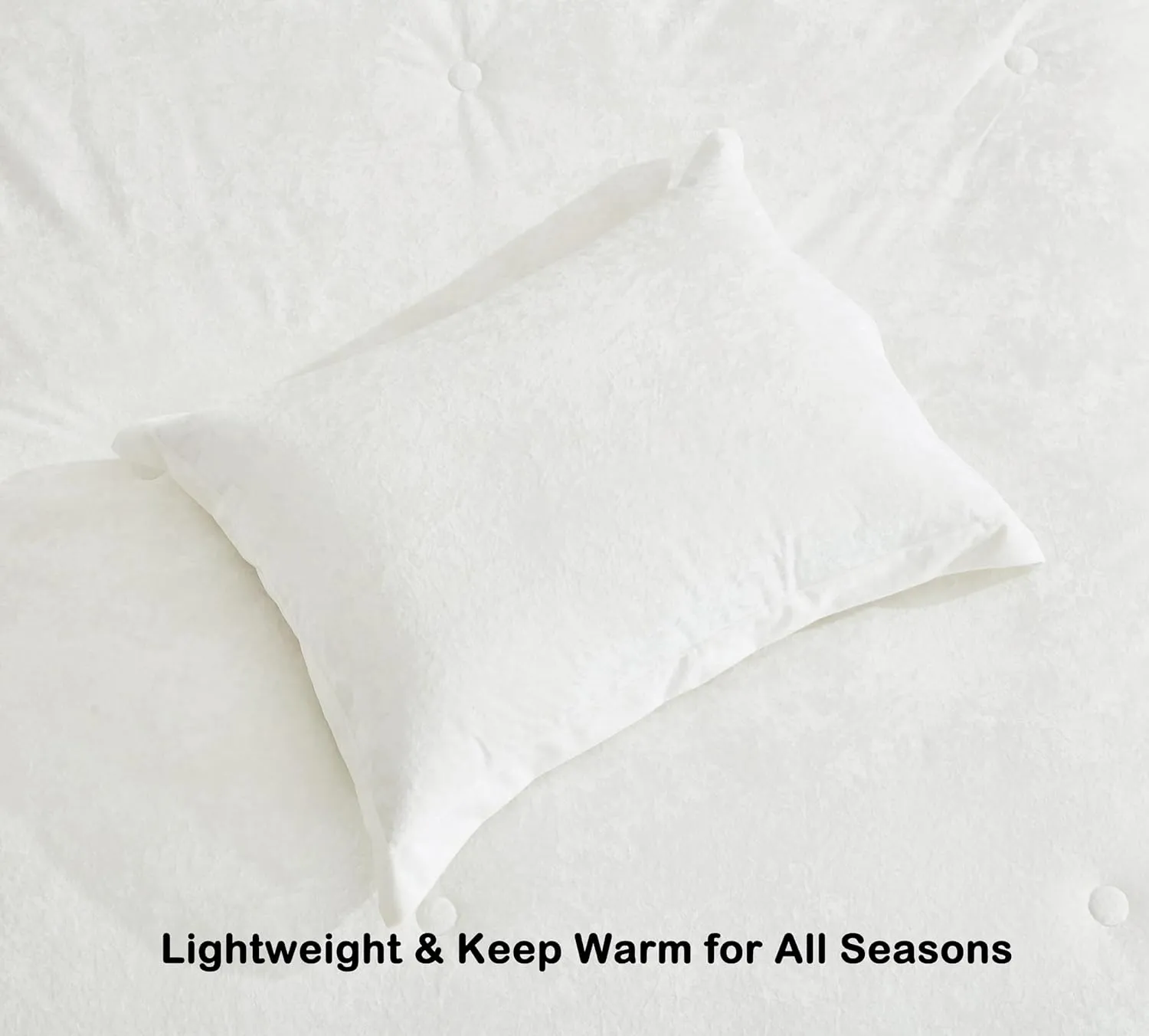 Chezmoi Collection Lux 3-Piece Cream White Velvet Comforter Set Queen Size, All Season Lush Plush Velvet Bedding Set with Soft Washed Microfiber Reverse