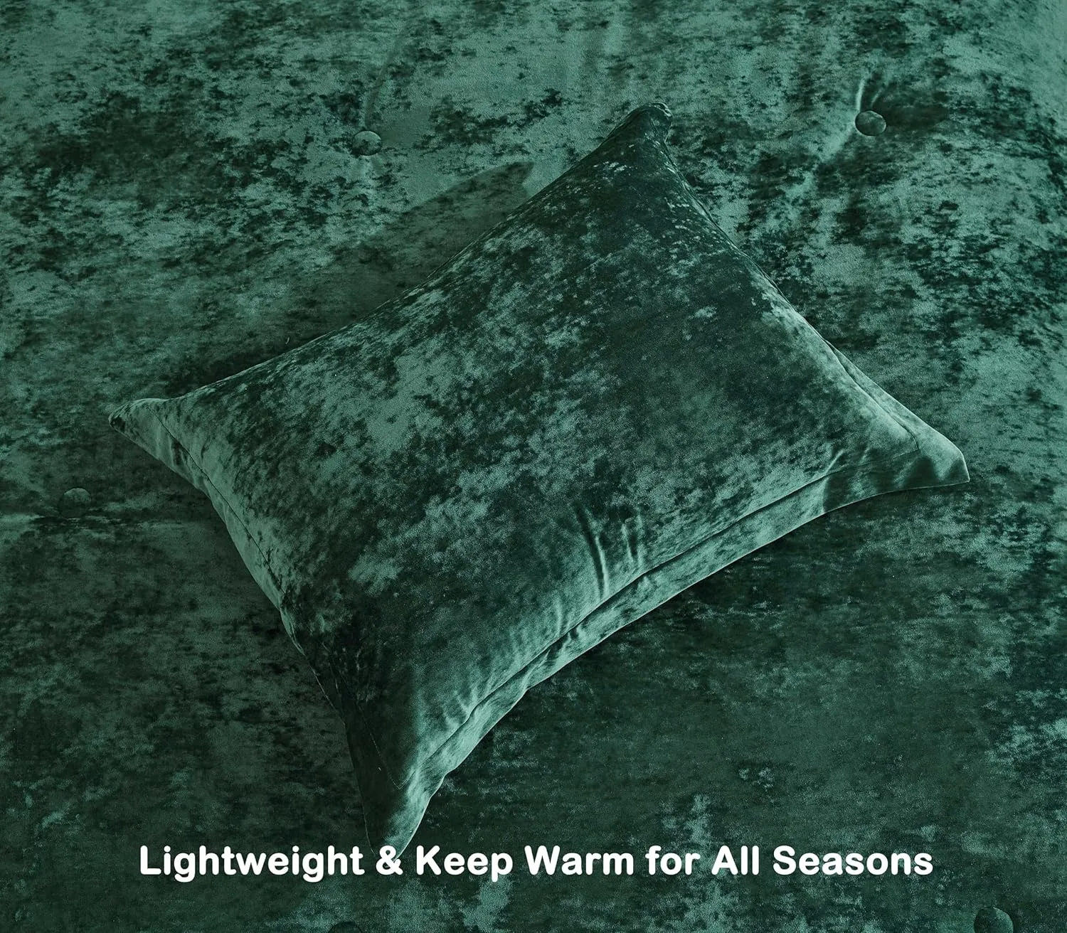 Chezmoi Collection Lux 3-Piece Forest Green Velvet Comforter Set Queen Size, All Season Lush Plush Velvet Bedding Set with Soft Washed Microfiber Reverse