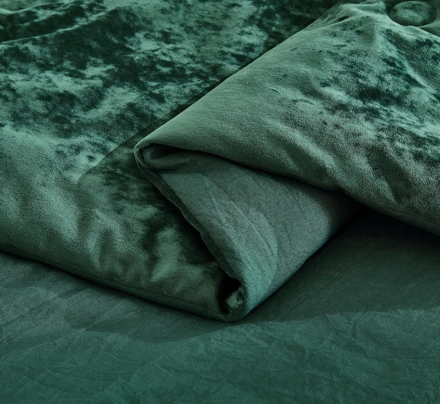 Chezmoi Collection Lux 3-Piece Forest Green Velvet Comforter Set Queen Size, All Season Lush Plush Velvet Bedding Set with Soft Washed Microfiber Reverse