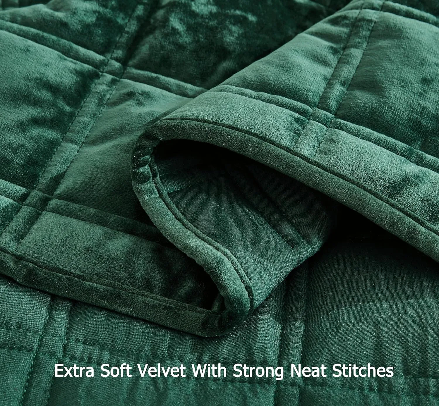 Chezmoi Collection Piers Forest Green Velvet Quilt Oversized King Set, 3-Piece Plush Distressed Velvet Bedding All Season Lightweight Comforter - Brushed Microfiber Reverse with Double Square Stitch