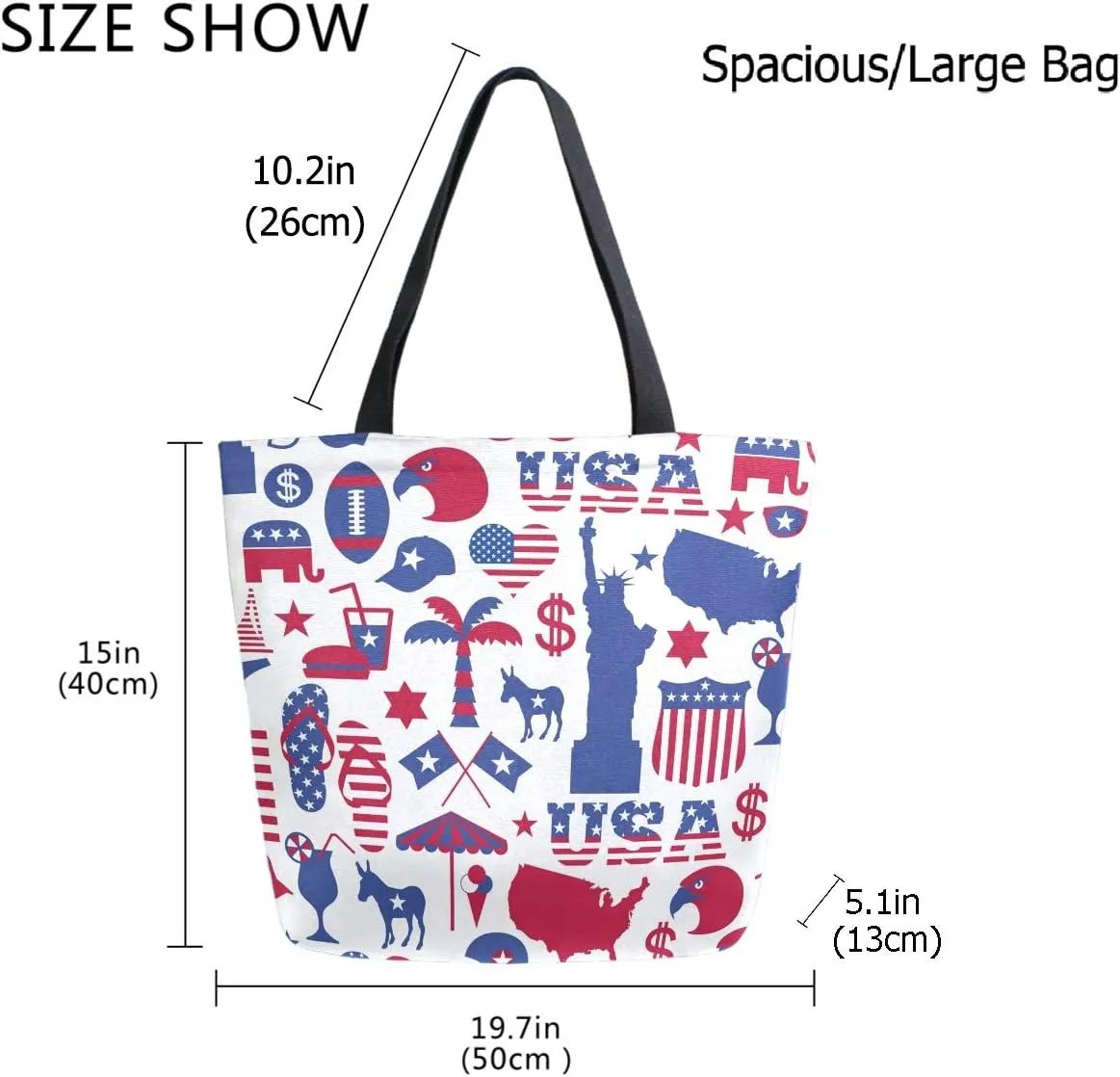 Chic Cute Fashion Style Pattern Extra Large Shoulder Tote Bag for Beach Travel Weekender Gym Grocery Shopping