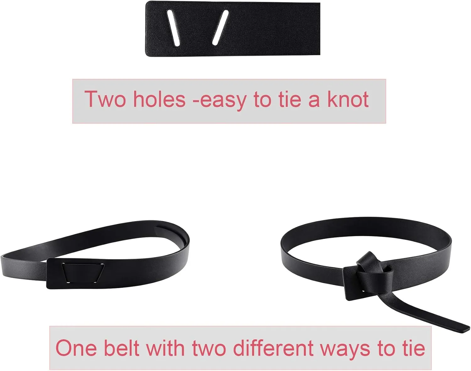 CHIC DIARY Women Fashion Knot Belt for Dress Jeans Cowhide PU Leather Tie Waist Belt No Buckle Cinch Belt