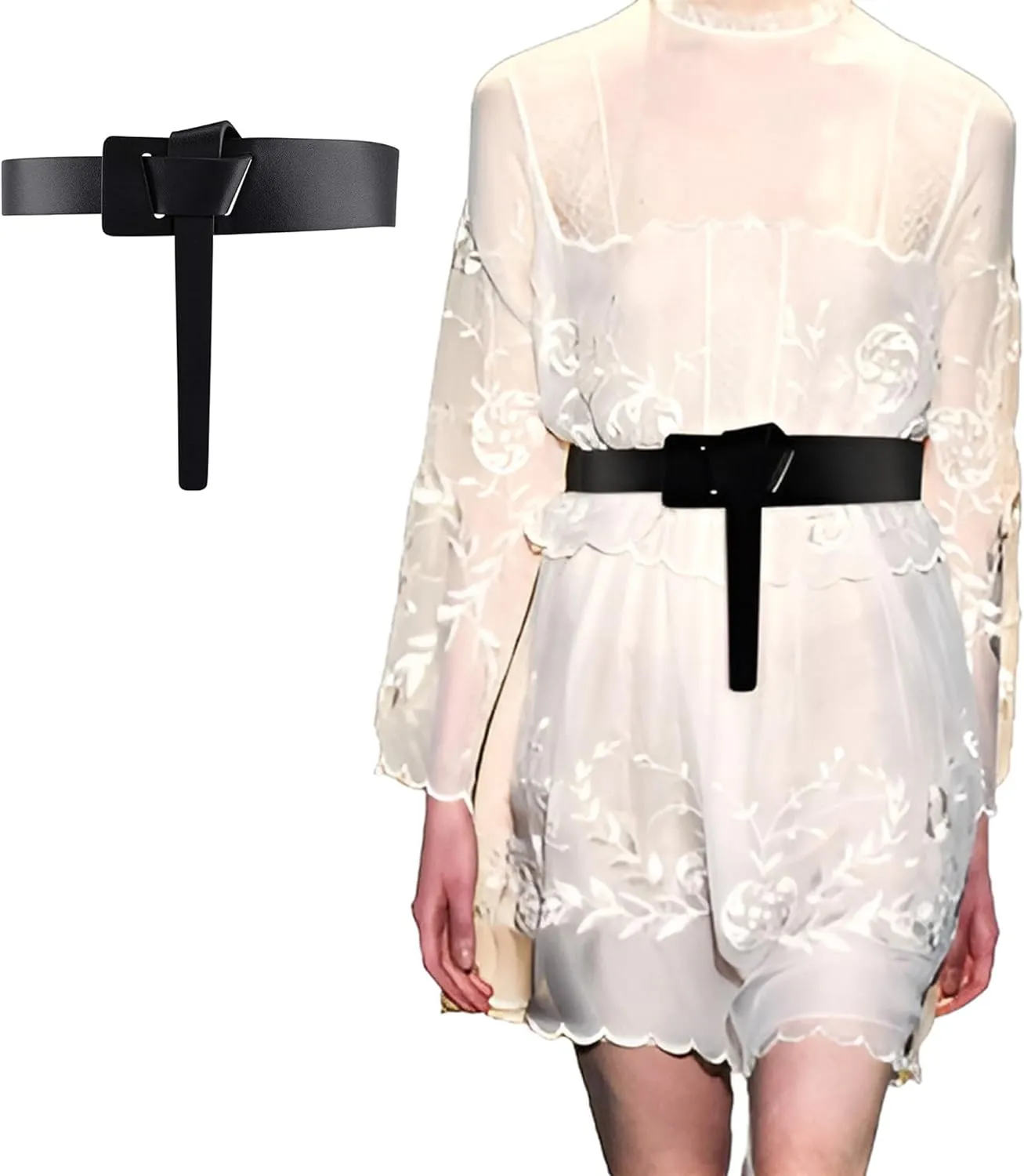 CHIC DIARY Women Fashion Knot Belt for Dress Jeans Cowhide PU Leather Tie Waist Belt No Buckle Cinch Belt