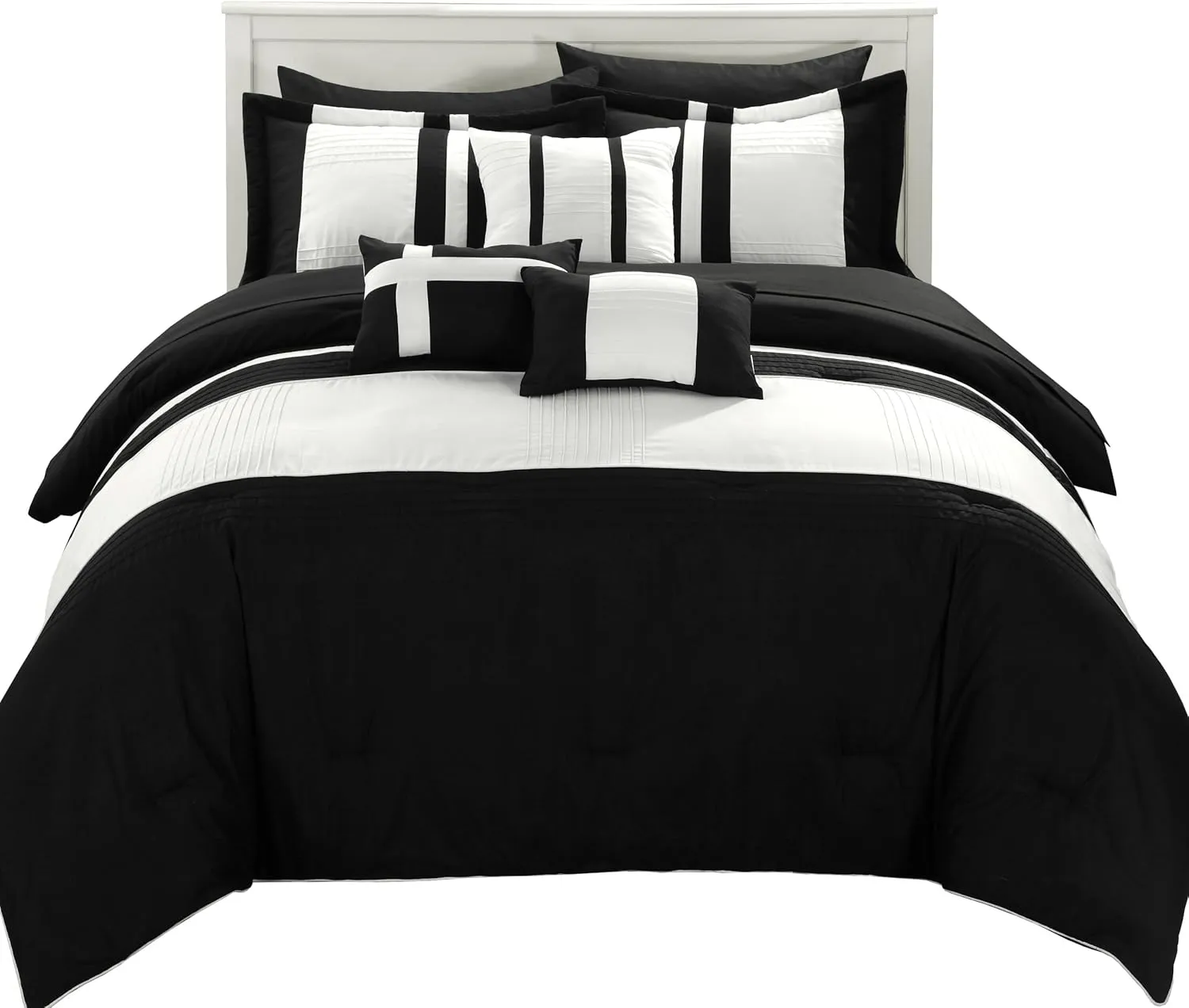 Chic Home Fiesta Color Block Comforter Sheet Set, King, Black