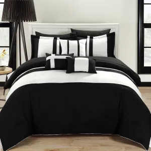 Chic Home Fiesta Color Block Comforter Sheet Set, King, Black