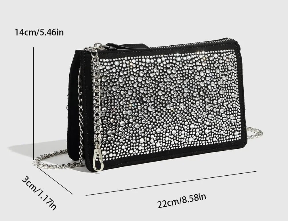 Chic Studded Square Bag - Punk Underarm/Crossbody/Handheld Purse with Chain Strap & Two Compartments. Stylish & Practical
