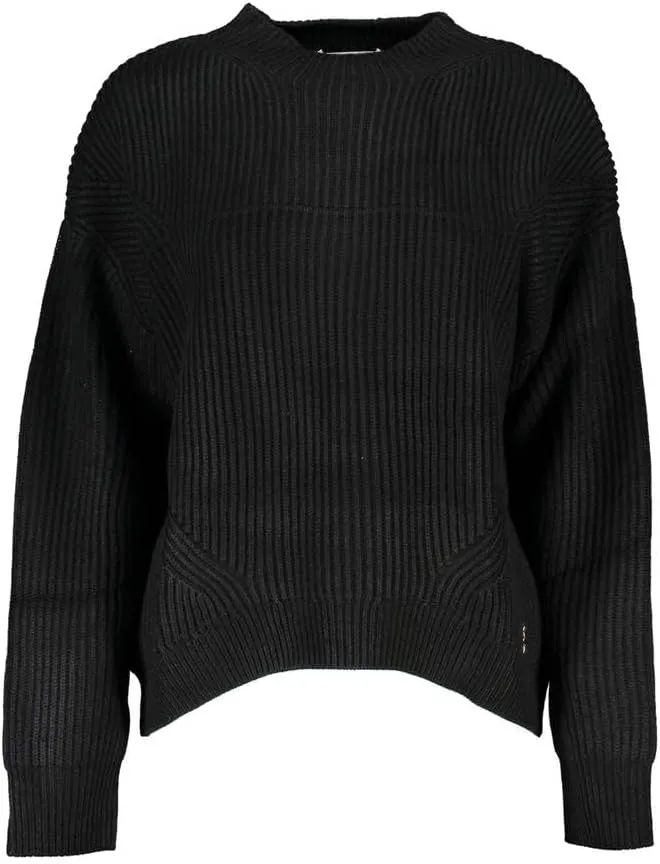 Chic Turtleneck Sweater with Contrast Women's Accents Black