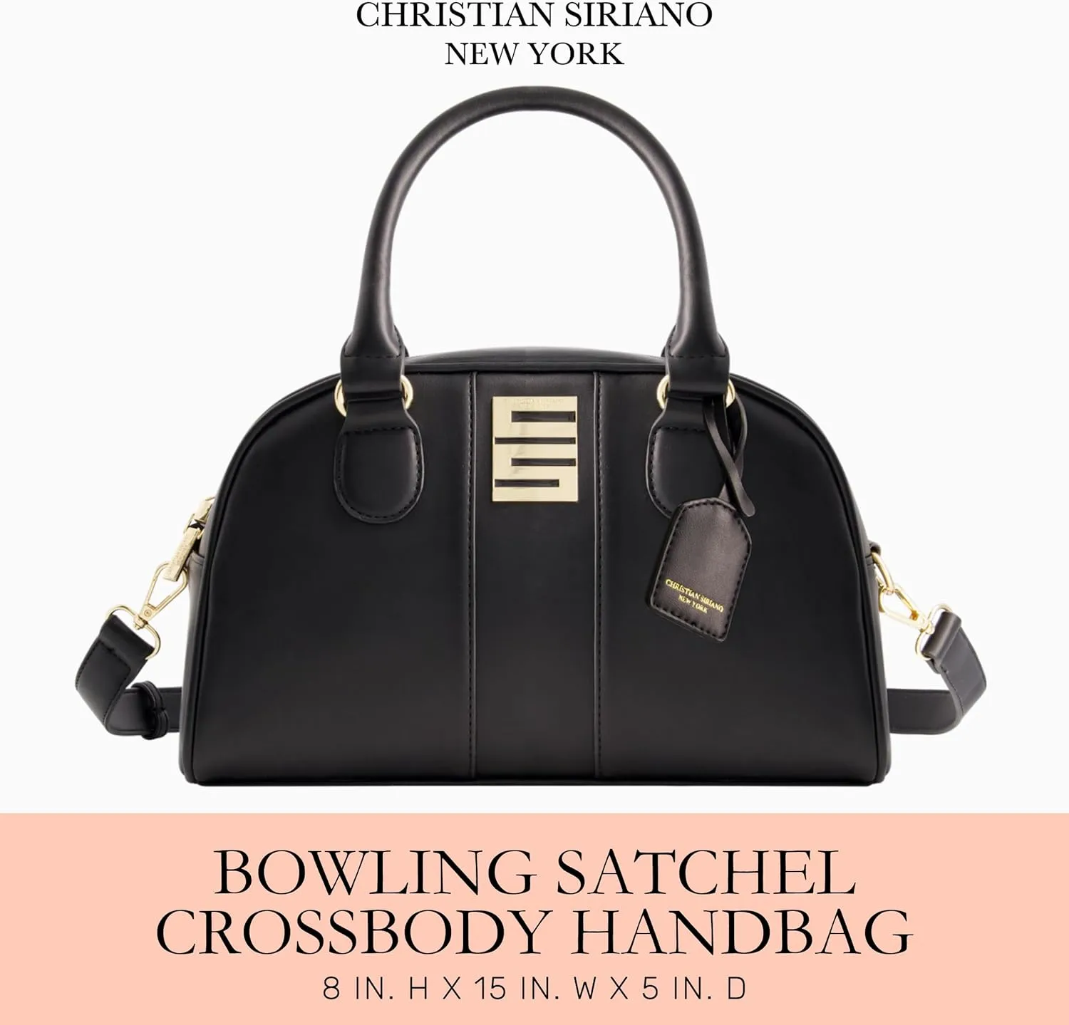Christian Siriano New York Women's Satchel Bag Purse, Milano Bowling Crossbody Handbag with Adjustable Shoulder Strap