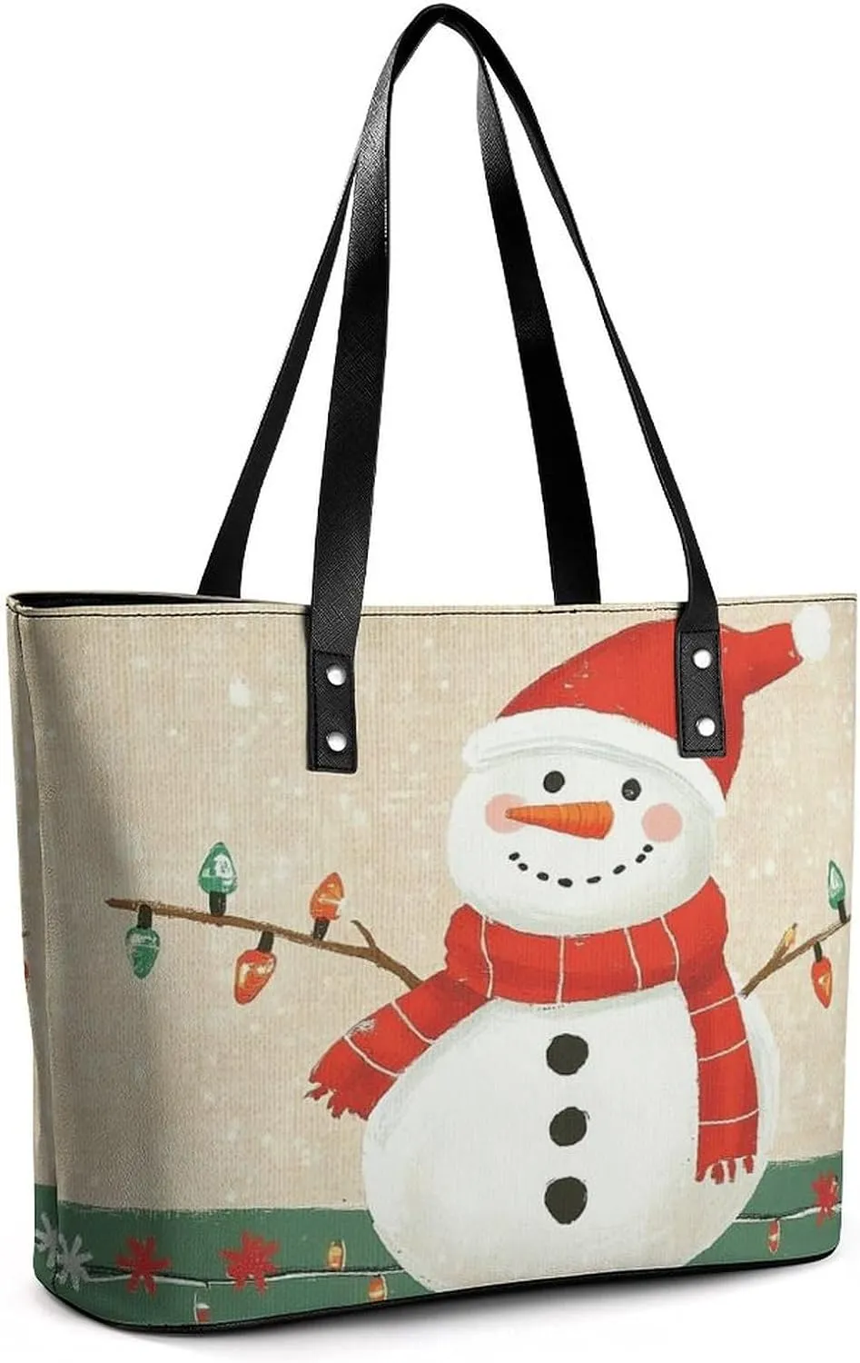 Christmas Sleigh Women Soft Leather Handbags Tote Purses Shoulder Bucket Bags