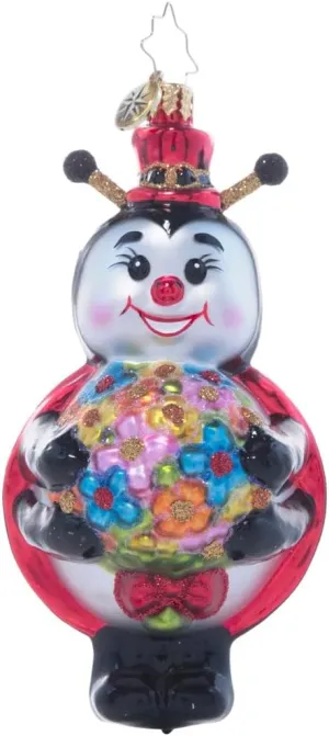 Christopher Radko Hand-Crafted European Glass Christmas Decorative Ornament, Who's The Lucky Ladybug?