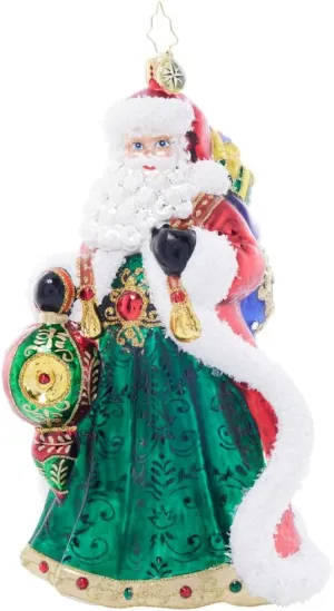 Christopher Radko Hand-Crafted European Glass Christmas Tree Decorative Ornament, Santa's Sparkling Keepsake