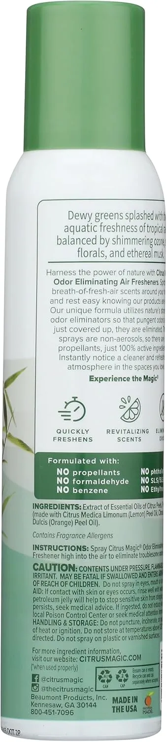 Citrus Magic Odor Eliminating Air Freshener Spray, Bamboo Rainforest, 3-Ounce, Pack of 3