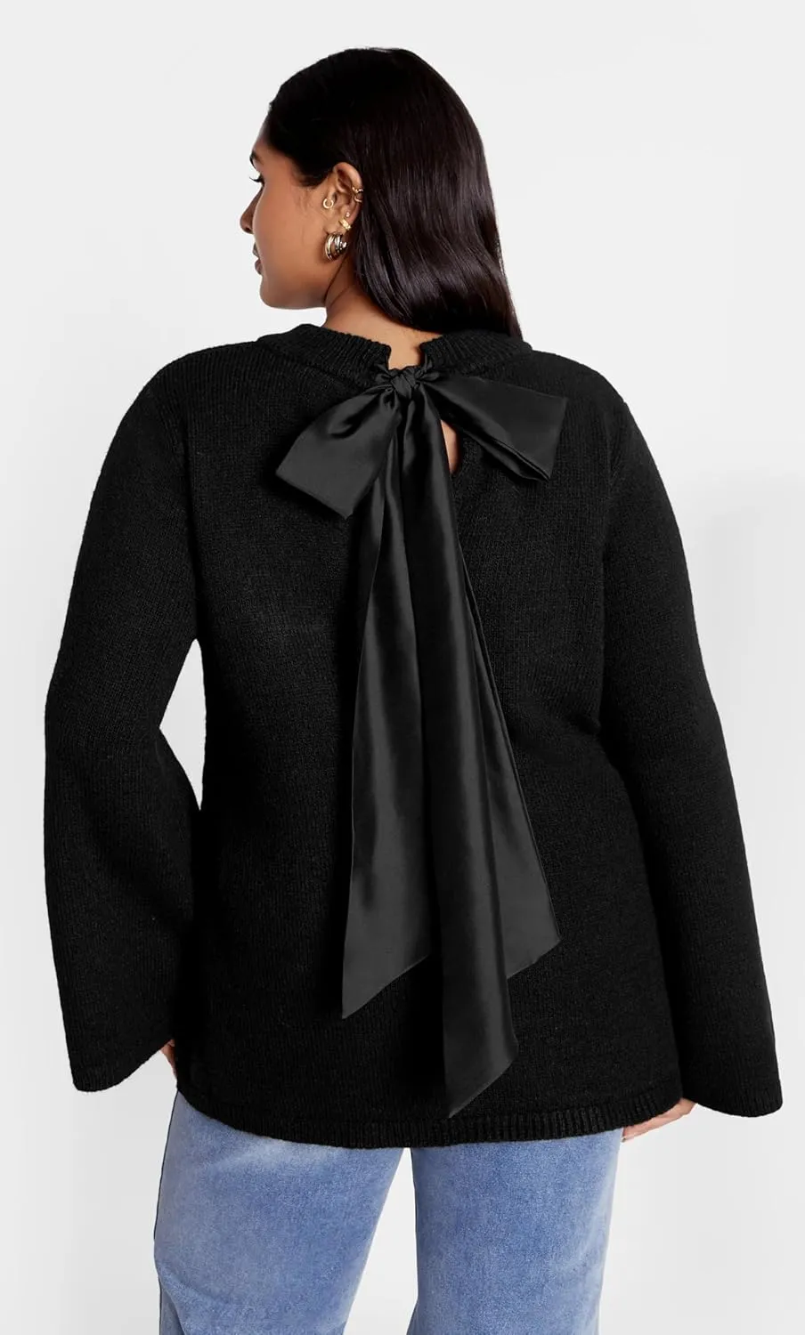 City Chic Women's Plus Size Bow Back Jumper