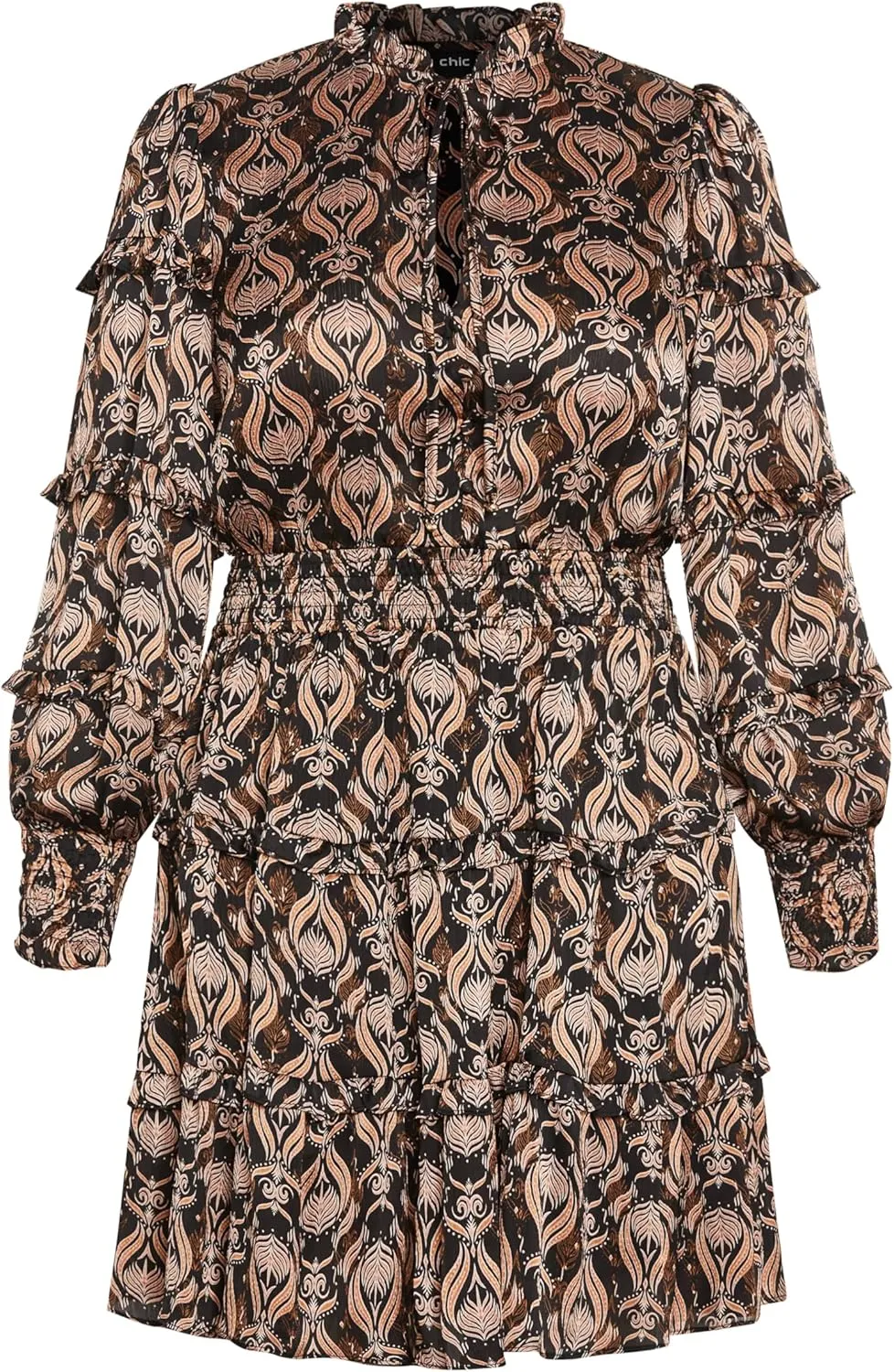 City Chic Women's Plus Size Dress Ruffle Fan