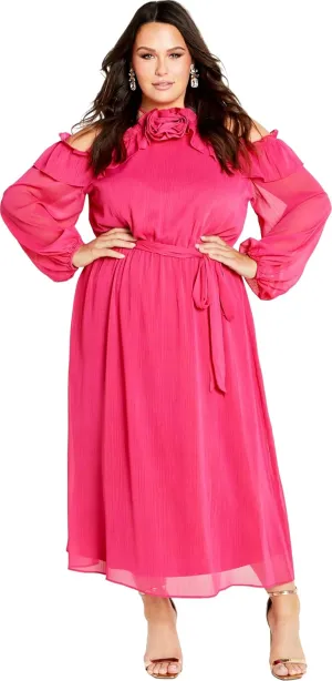 City Chic Women's Plus Size Nikita High Neck Flower Dress