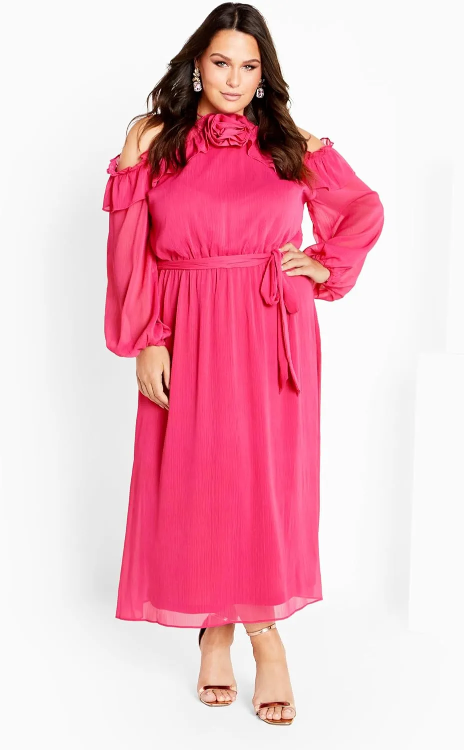 City Chic Women's Plus Size Nikita High Neck Flower Dress