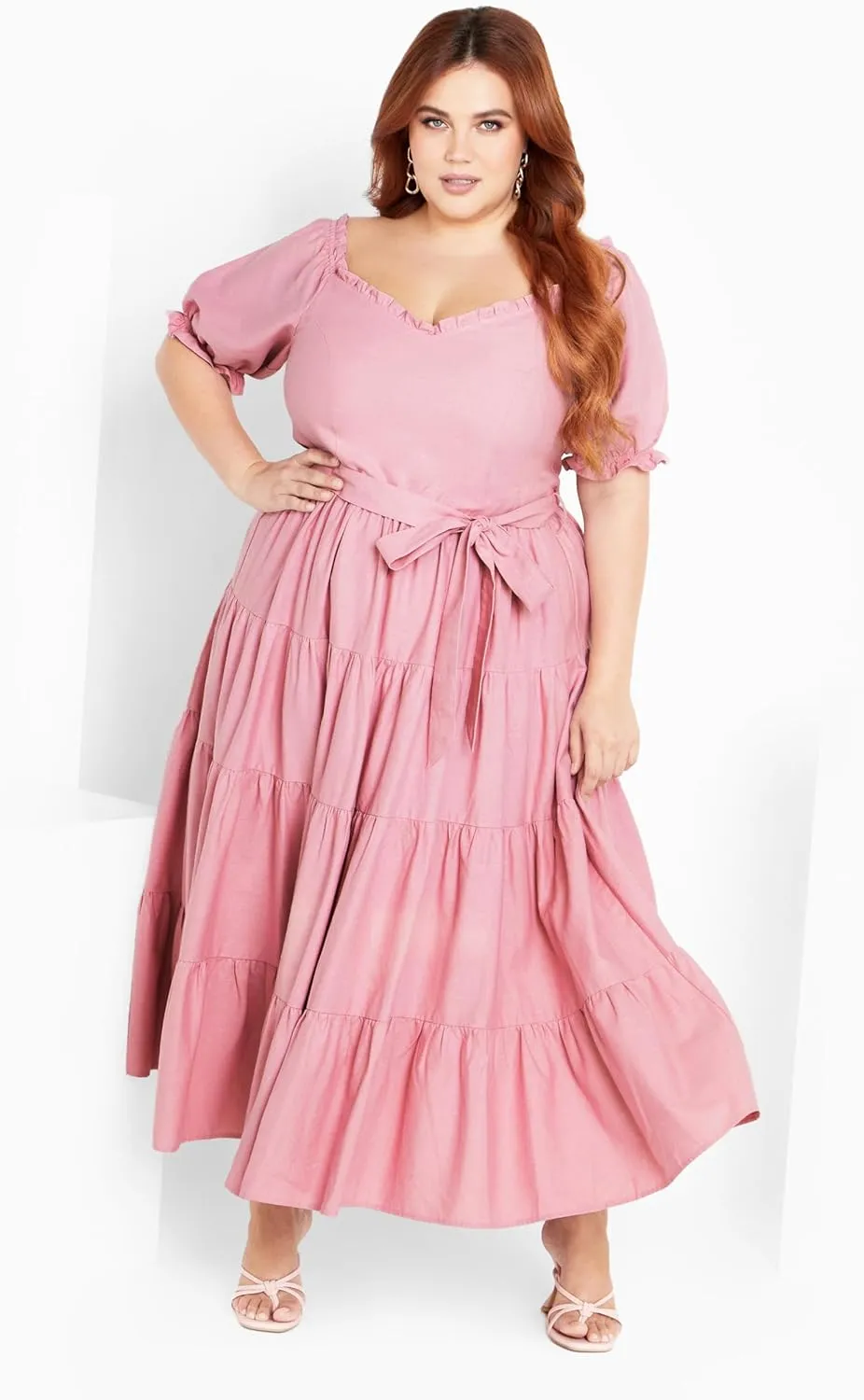 City Chic Women's Plus Size Puff Sleeve Maxi Dress