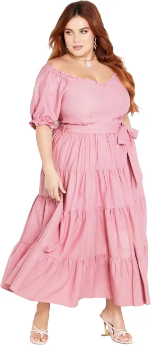 City Chic Women's Plus Size Puff Sleeve Maxi Dress