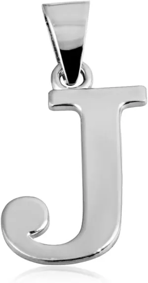 Claddagh Gold .925 Sterling Silver Initial Pendant Charm – Personalized Alphabet Letter Jewelry in 0.80mm or 0.55mm Block Font