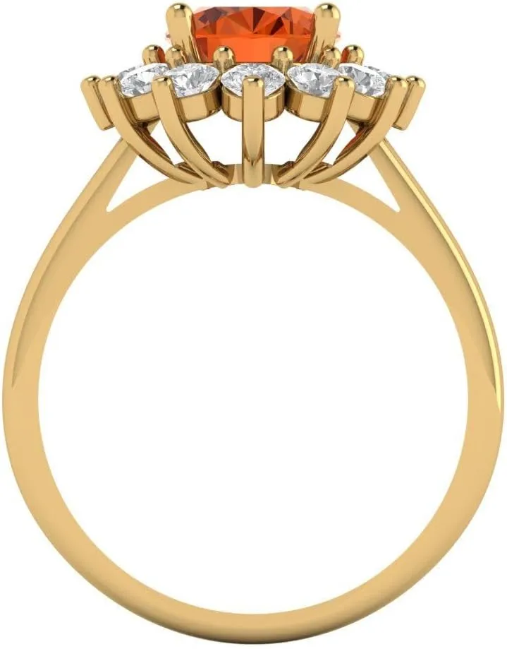 Clara Pucci 2.36ct Oval Cut Solitaire W/Accent Halo Genuine Simulated Ruby Engagement Promise Anniversary Bridal Ring 18K Yellow Gold