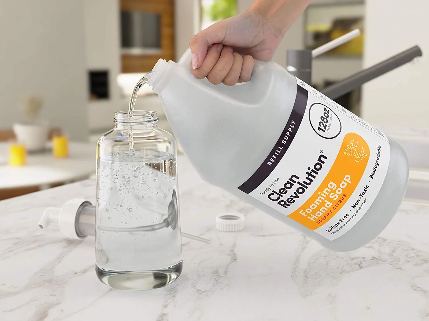 Clean Revolution Foaming Hand Soap Refill Supply Container, Ready to Use Formula, Gluten Free, Dreamy Citrus Fragrance, 128 Fl. Oz, 4 Pack